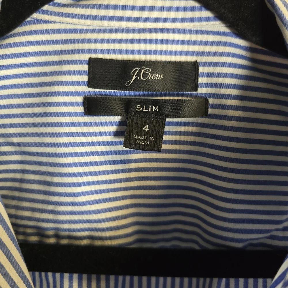 J. Crew Rhinestone Blue Striped Button Down Shirt Size 4